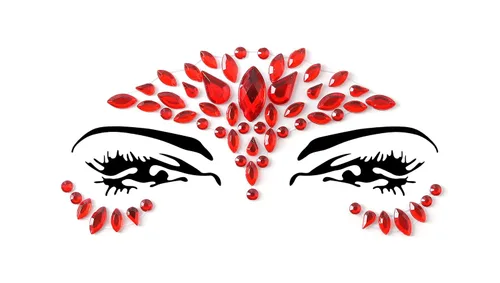 Miniatura 20 de 32 piezas de gemas faciales (diseños aleatorios) autoadhesivas con purpurina para tatuaje, gemas para festivales, fiestas rave, maquillaje corporal