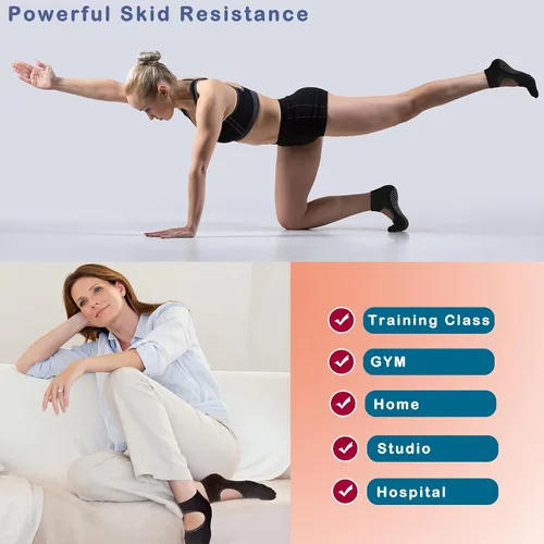Miniatura 6 de Cooque - Calcetines de yoga antideslizantes para pilates con puños para mujer