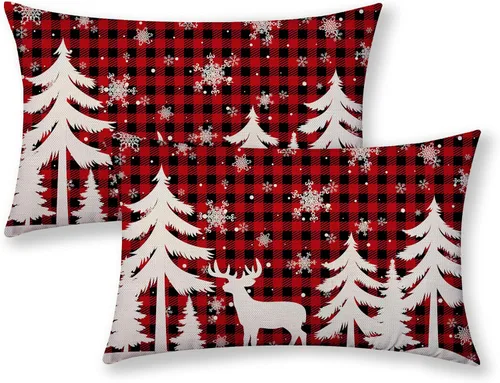 Miniatura 79 de AGAYNA Juego de 2 fundas de almohada decorativas con diseño de acuarela verde salvia para árbol de Navidad de 16 x 16 pulgadas, para sofá, invierno