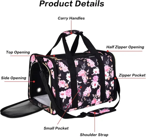 Miniatura 4 de Transportador Petmolico para gatos de lados blandos, bolsa para mascotas pequeñas y medianas, para gatitos 16LBs - Transportador de viaje para Rosa