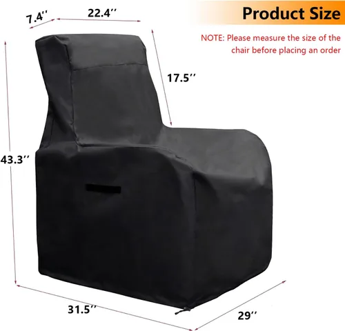 Miniatura 5 de ATR ART TO REAL Fundas para sillas de exteriores, impermeables, para patio, reclinable, 600D, tela Oxford, mimbre/ratán, color negro