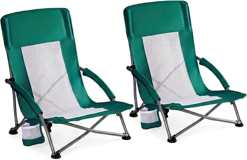 Miniatura 11 de DUMOS Silla de playa plegable para campamento, silla de playa ligera y baja portátil con soporte para tazas, bolsillo de almacenamiento, respaldo