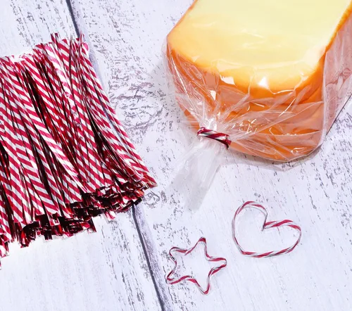 Miniatura 3 de Mini Skater Lazos metálicos de 4 pulgadas para embalaje, panadería, dulces, galletas, regalo, bolsas de celofán, suministros de Navidad, bodas, Rojo