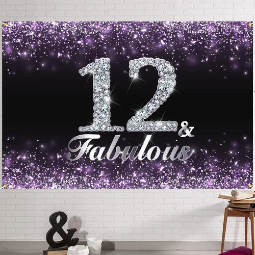 Miniatura 7 de HAMIGAR Fondo de pancarta de feliz cumpleaños número 10 de 6 x 4 pies, suministros de fiesta de cumpleaños para niñas, color morado