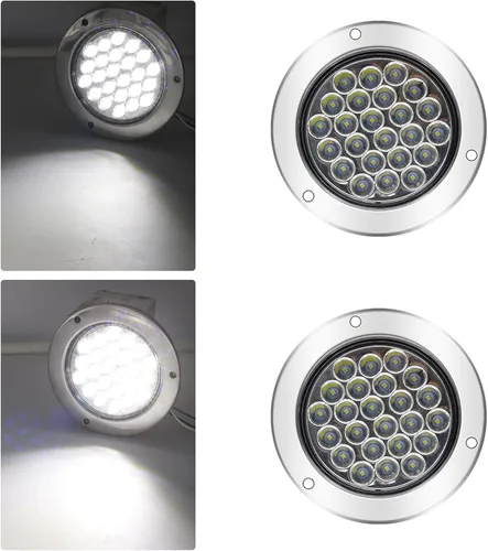 Miniatura 18 de Kit de 2 luces LED redondas amarillas traseras para remolque, 24 luces LED de freno y giro de marcha atrás para camión RV (24 LED, amarillo)