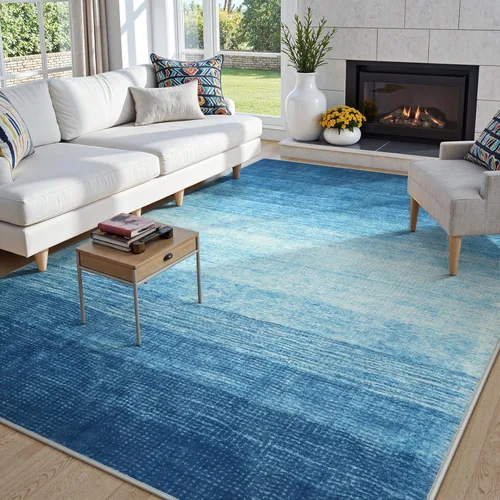 Miniatura 49 de Wonnitar Alfombra rosa lavable de 2 x 6 pies, moderna alfombra de pasillo de baño en degradé, contemporáneo, antideslizante, alfombra degradada