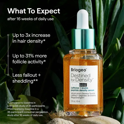 Miniatura 9 de Briogeo Destinado a la densidad de cafeína + suero de densidad de péptidos de biotina Aumenta el grosor y el volumen del cabello para cabello fino