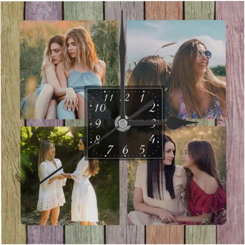 Miniatura 8 de Reloj de pared con foto personalizado, texto personalizado en la pared, impresión de reloj cuadrado personalizado, reloj con foto personalizado