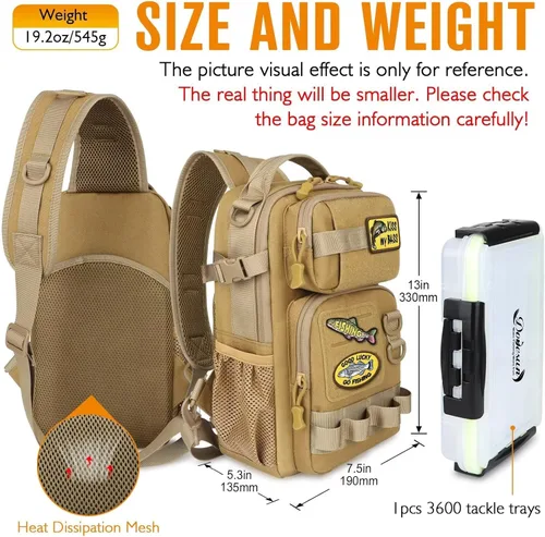 Miniatura 2 de Dovesun Mochila de pesca pequeña con cajas de aparejos, bolsa de pesca para manualidades, parches bordados, bolsa de aparejos de regalo para A