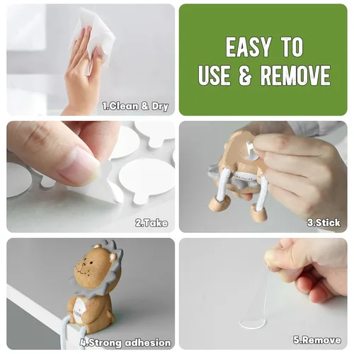 Miniatura 4 de 105 piezas de puntos adhesivos de doble cara, 0.79" de masilla adhesiva transparente removible, puntos adhesivos impermeables sin residuos