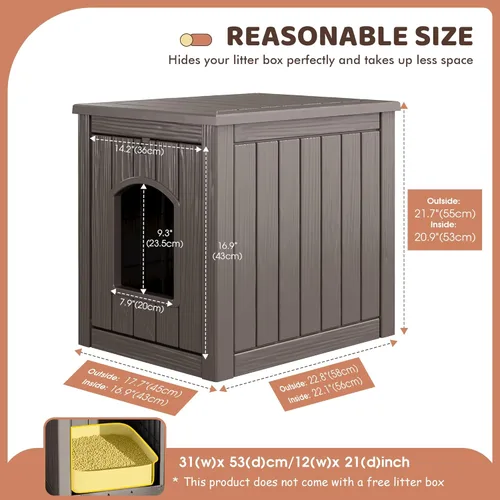 Miniatura 5 de KAMABOKO Casa para gatos al aire libre, refugio de plástico PP resistente a la intemperie para uso en interiores y exteriores, casa duradera