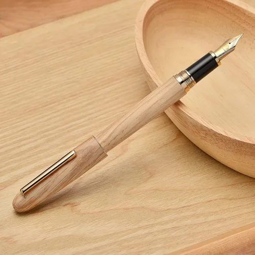 Miniatura 6 de Jinhao 9036 - Pluma estilográfica de madera natural hecha a mano, punta extrafina, color roble