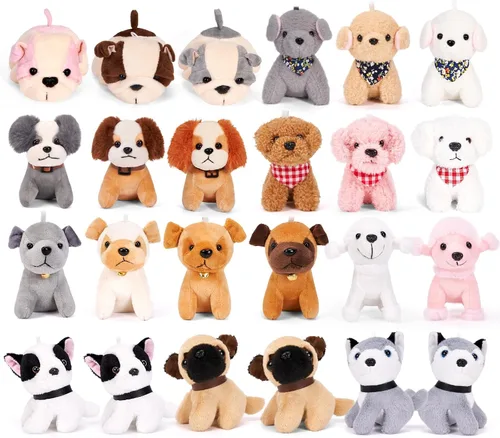 Niceup 24 piezas adoptar una fiesta de cachorros niños Mini perro de peluche sin dulces rellenos de cesta de Pascua animales de peluche a granel