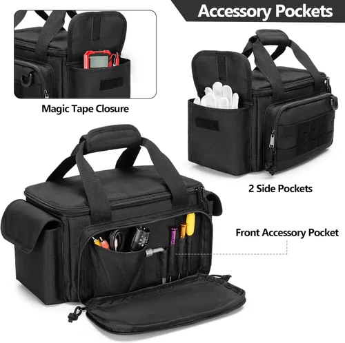 Miniatura 3 de Rexmica - Bolsa pequeña de herramientas con fondo acolchado y antideslizante, organizador de almacenamiento de herramientas para hombres, bolsa Negro