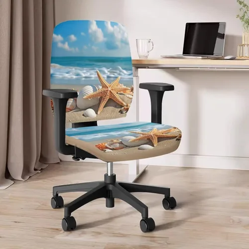 Miniatura 4 de Funda para silla de oficina, con temática de playa, funda elástica para silla de oficina, funda elástica de 2 piezas, funda para silla
