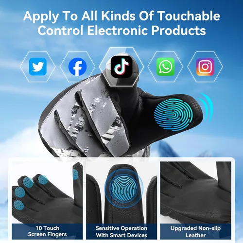 Miniatura 3 de Guantes para clima frío, guantes de esquí, guantes de nieve, guantes de invierno impermeables, hombres y mujeres, para padres e hijos