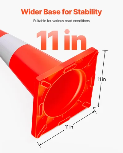 Miniatura 5 de VEVOR Paquete de 12 conos de tráfico de 18 pulgadas, conos de estacionamiento de seguridad en carretera, base de PVC, cono de tráfico naranja