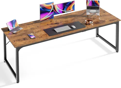 Miniatura 16 de Huuger - Escritorio de oficina moderno y sencillo, escritorio para juegos de 40 pulgadas con almacenamiento, marco de metal negro, amplio espacio