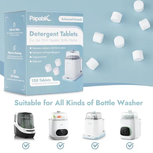 Miniatura 6 de Papablic 120 tabletas de jabón de detergente oficiales y esterilizador y secadora de biberones