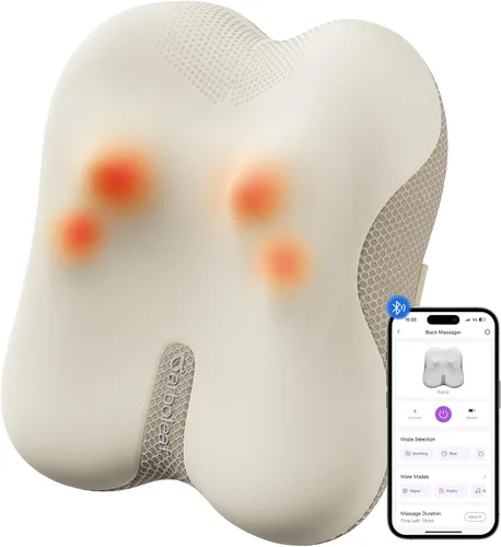 arboleaf Masajeador de espalda para aliviar el dolor, control de aplicación Bluetooth, masaje inalámbrico Shiatsu cuello espalda con calor,