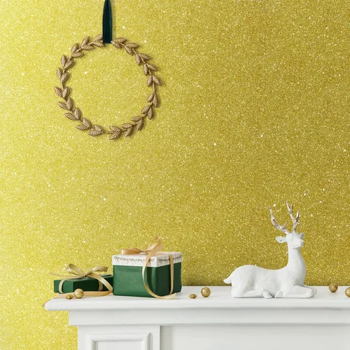 Miniatura 3 de CHIHUT Papel adhesivo Gold Sparkle de 15.7 x 100 pulgadas, papel tapiz con purpurina dorada, autoadhesivo, extraíble, papel de pared dorado, papel