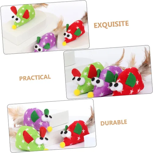 Miniatura 3 de Angoily 3pcs Plume Mouse Cat Interactive Chew Playthings for Kittens Pet Teasing Fun Stimulating Activity