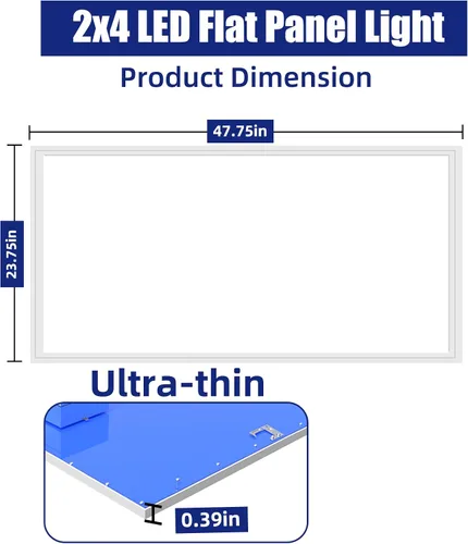 Miniatura 4 de WYZM Paquete de 4 luces LED de panel plano de 2 x 4, panel de luz LED de 2 pies por 4 pies, accesorio de iluminación de techo, 7800 lúmenes, 5000 K