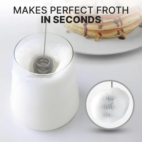 Miniatura 620 de Zulay Milk Boss Espumador de leche potente manual, hace espuma para latte, batidor para mezclar bebidas, café, miniespumador para capuchino, frappé