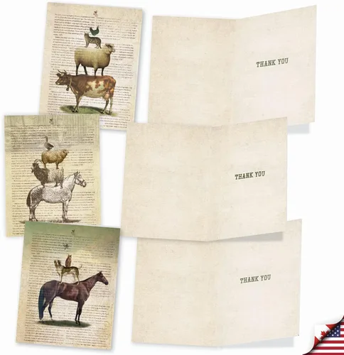Miniatura 3 de The Best Card Company 10 tarjetas de felicitación de agradecimiento con sobres de 4 x 5.12 pulgadas – Tarjetas de notas «Farm Stand» – Di gracias