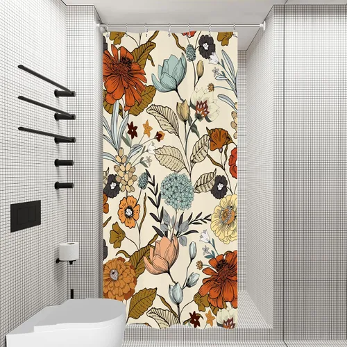 Miniatura 5 de Miyotaa - Juego de cortina de ducha con flores para decorar un baño pequeño o una ventana, 36 pulgadas de ancho x 71 pulgadas de alto, cortina