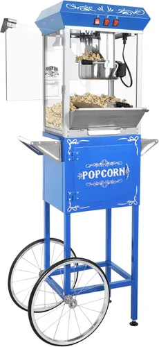 Great Northern Popcorn 6097 máquina para hacer palomitas de maíz, 8 onzas, estilo antiguo, con carrito y jarra de 8 onzas, color rojo, Azul