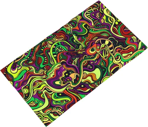 Miniatura 2 de Abstract Doodle - Juego de 2 toallas psicodélicas psicodélicas de mano, altamente absorbentes, ultra suaves, toallas de baño, cocina, cocina, spa