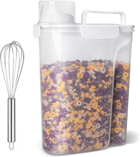 Miniatura 9 de Uppetly Contenedores herméticos de almacenamiento de alimentos secos de arroz, dispensador de plástico sin BPA con boquilla vertible, taza medidora