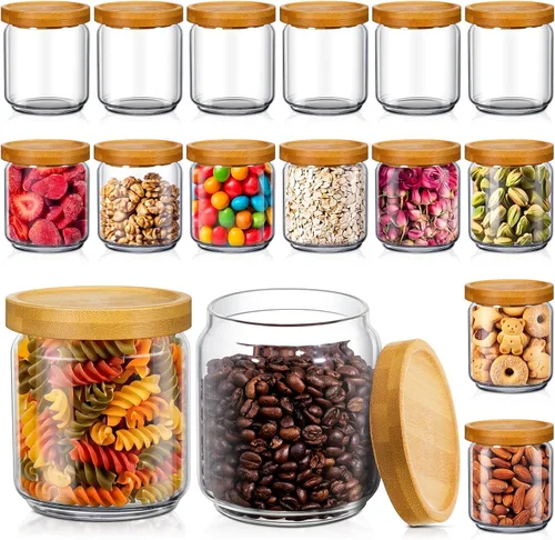 Miniatura 10 de Irenare Paquete de 1 recipiente de vidrio, tarros de especias de almacenamiento de alimentos de 17 onzas con tapas herméticas, recipientes de cocina