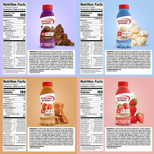 Miniatura 4 de Premier Protein - Batido de proteína, paquete de variedad de 8 sabores, 30 gramos de proteína, sin azúcar añadida, 24 vitaminas y minerales