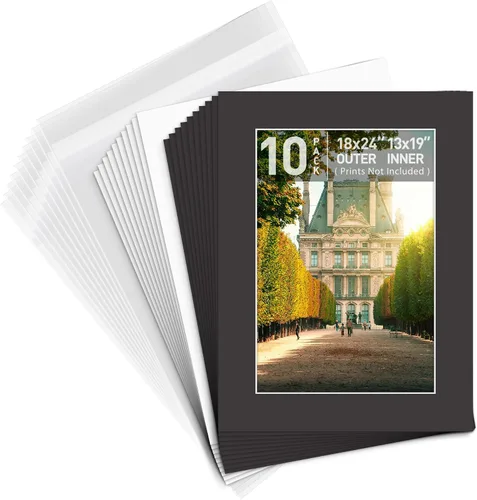 Miniatura 19 de Golden State Art, Paquete de 10 alfombrillas blancas de 8 x 10 pulgadas con núcleo blanco corte biselado para fotos de 5 x 7 + respaldo + bolsas