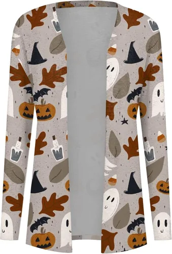 Miniatura 2 de Nadition Halloween Print Cardigan for Women Trendy Long Sleeve Womens Shirts Lightweight Tops for Women 2023 Jacket Coat