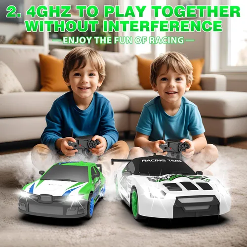 Miniatura 6 de Coche a Control Remoto 2.4GHz 1:24 Escala 4WD Coche RC de Derrape 15KM/H Coches RC de Derrape de Alta Velocidad con Luces Geniales, Dos