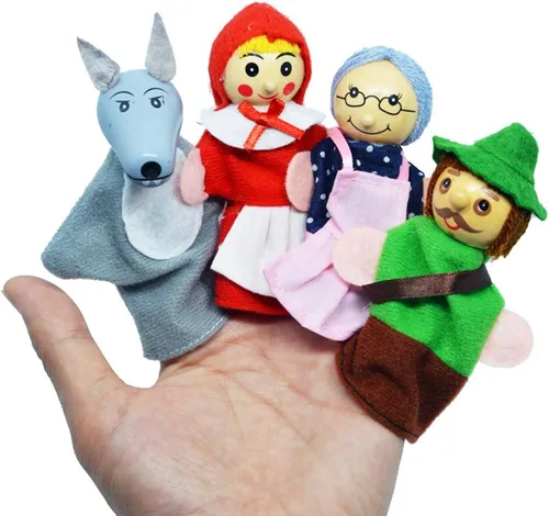 Miniatura 2 de Caperucita roja de dedo marioneta de narración de cuentos para niños pequeños, disfraz de marionetas de dibujos animados para interacción entre
