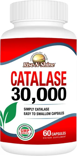 Rise-N-Shine - Suplemento de catalasa 30,000 - Potente enzima antioxidante para apoyo a la salud del cabello - Suplementos capilares para cabello