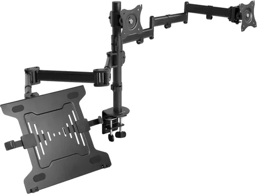 VIVO Soporte para monitor dual + portátil para pantallas de 13 a 27 pulgadas y portátiles de 10 a 15.6 pulgadas, visualización de pantalla triple,