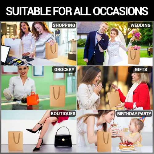 Miniatura 5 de EUSOAR Bolsas de compras de papel con asas, paquete de 25 bolsas pequeñas de papel kraft de 5.9 x 2.3 x 7.8 pulgadas, bolsa de mercancía