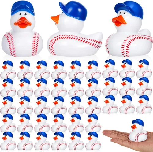 Miniatura 12 de Deekin 24 patos de goma de 2 pulgadas, recuerdos de fiesta deportiva a granel para eventos de equipo, suministros de fiesta de cumpleaños, regalo