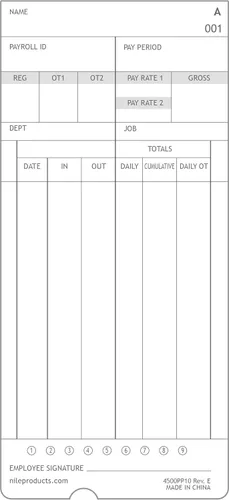 Miniatura 6 de Nile Products, 4500PP10MB 1,000 tarjetas de tiempo auténticas y auténticas en idioma inglés para el reloj de tiempo del Nilo modelo 4500PP, tarjetas