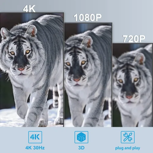 Miniatura 4 de NEWCARE Divisor HDMI 4K 1 en 2 salidas, divisor de cable HDMI para espejo solo TV (no extendido), divisor HDMI 1 macho a 2 hembra con dial EDID