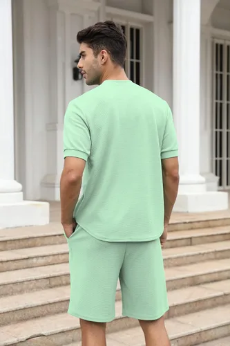 Miniatura 93 de FZNHQL Conjunto deportivo de moda para hombre, 2 piezas, casual, atlético, para correr, manga corta/larga, conjunto para hombre