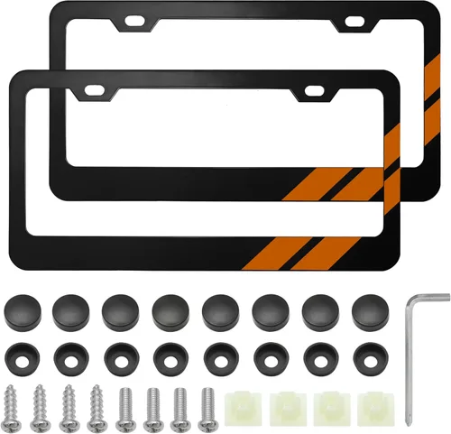 Miniatura 11 de YOSRTER 2 piezas de marco de matrícula de aluminio para accesorios Dodge, marco de cubierta de matrícula, cubierta de matrícula mate, decoración