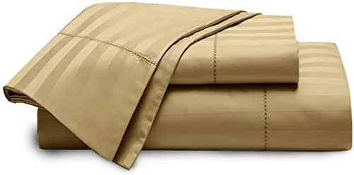 Miniatura 2 de Blue Ridge Home Fashions Juego de sábanas de algodón transpirable de 1000 hilos, tamaño California King, paja-4 piezas a rayas Paja-4pc-rayas