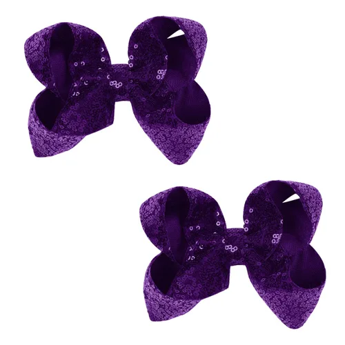 Lazos para el cabello de lentejuelas con purpurina de 6 pulgadas de color morado oscuro para niñas, niños y adolescentes (2 unidades)