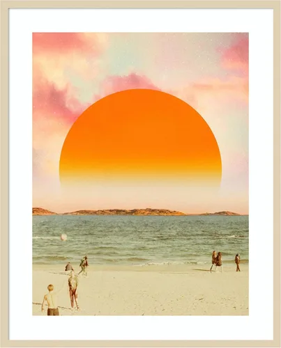 Amanti Art Lienzo decorativo para pared enmarcado de 41 x 33 pulgadas, paisaje retro de sueños II por Victoria Barnes, arte de pared de playa,